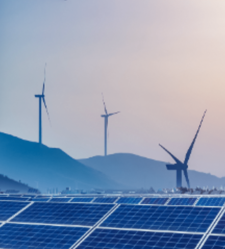 Offshore wind turbines generating renewable electricity at sea