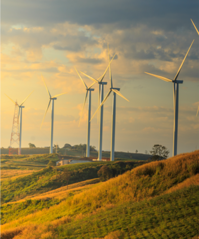Onshore wind turbines generating clean renewable electricity
